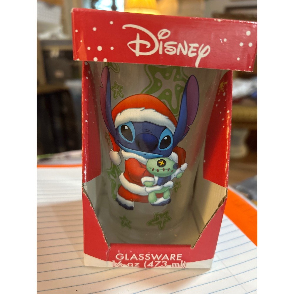 Disney Lilo & Stitch Christmas Santa Stitch Scrump Glassware 16 oz Pint NEW
